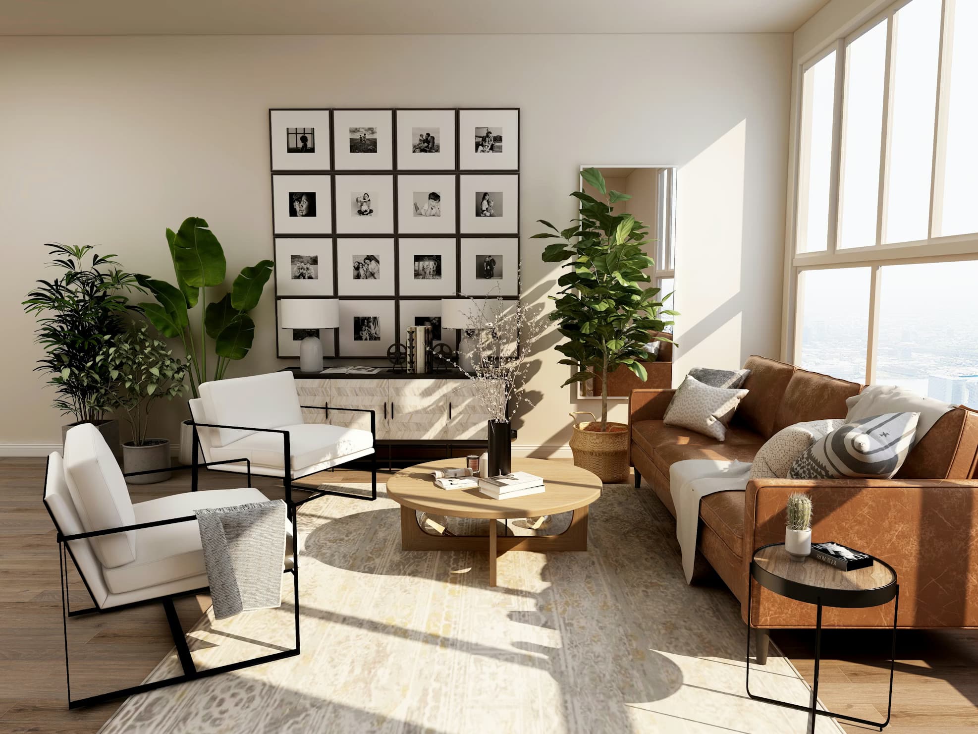 modern living room interior with natural light in new construction home